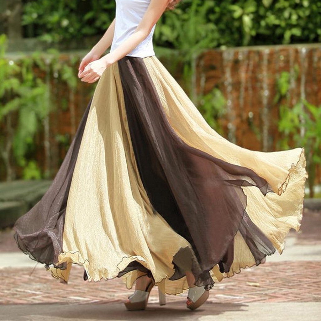 Jual Rok Maxi Panjang Elegan Pantai Musim Panas Rok Longgar Kasual ...