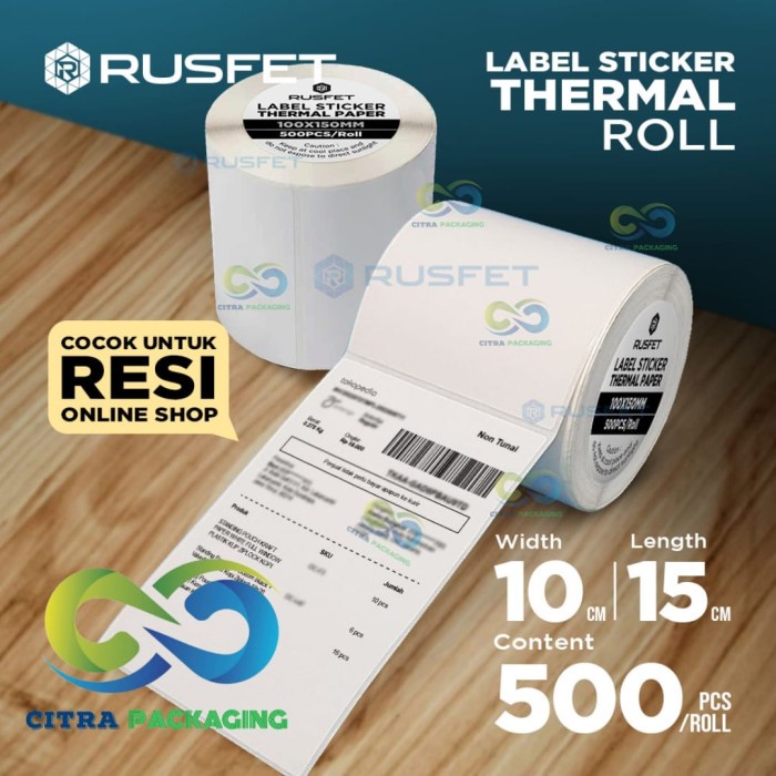 Jual KERTAS LABEL STICKER THERMAL ROLL ISI MESIN PRINT RESI 10 CM x 15