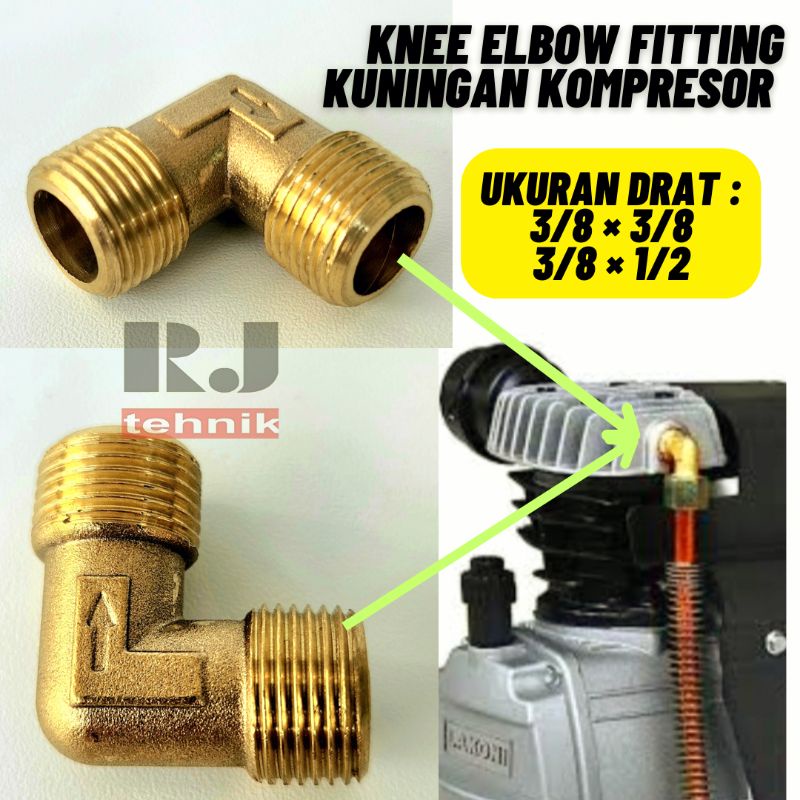 Jual Knee Elbow Fitting Pipa Kompresor Kuningan Drat Inch Spare