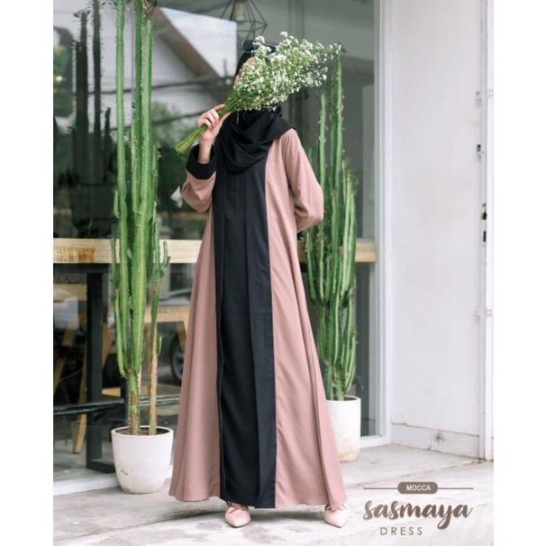 Jual (BISA COD) Model Baju Gamis Kombinasi dua Warna Polos Wanita Remaja  Muslim Bahan Kekinian 2021 TM 2 ., | Shopee Indonesia