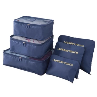 Tas travel bag in bag organizer 6 in 1 navy blue