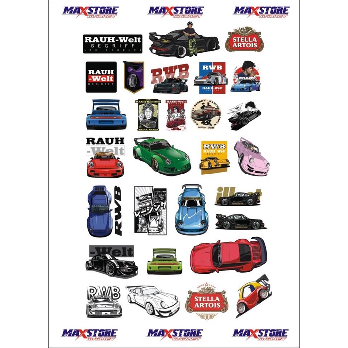 Jual rwb japan / rwb sticker set japan / akira nakai / luggage sticker ...