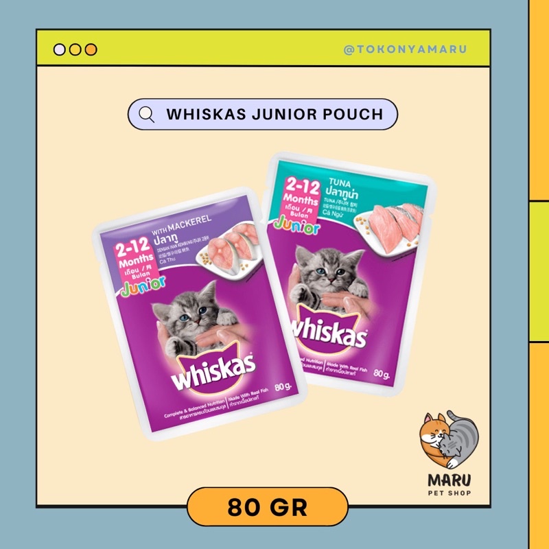 Jual Whiskas Junior Pouch Makanan Basah Kucing Kitten (Tuna / Mackerel