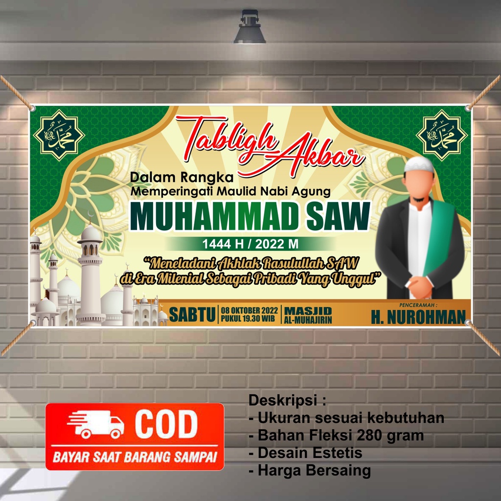 Background Spanduk Tabligh Akbar Desain Banner Sholawat Cdr Desain