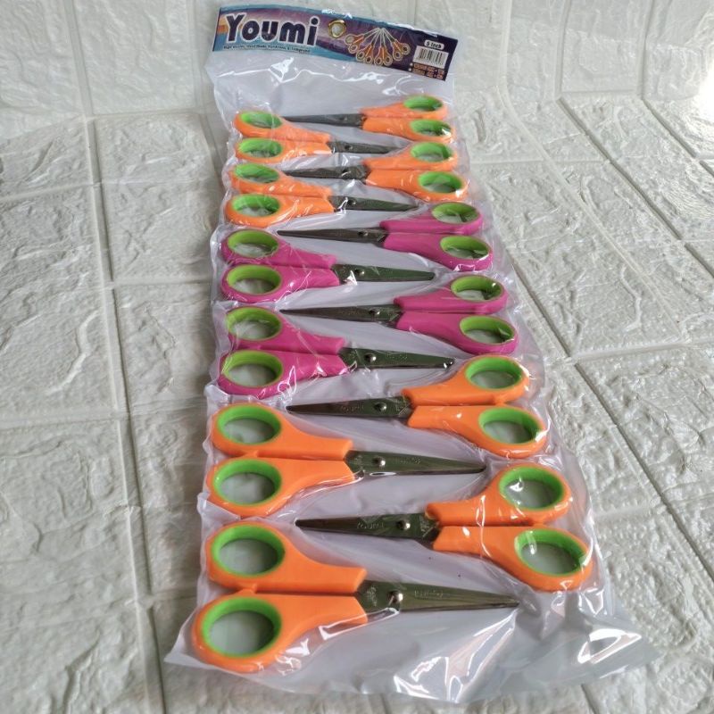 Jual (12pcs) Gunting Renteng Renceng Kertas Warna Kecil Tajam Kuat ...