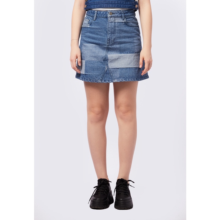 Jual COLORBOX Pixel Denim Mini Skirt Blue | Shopee Indonesia