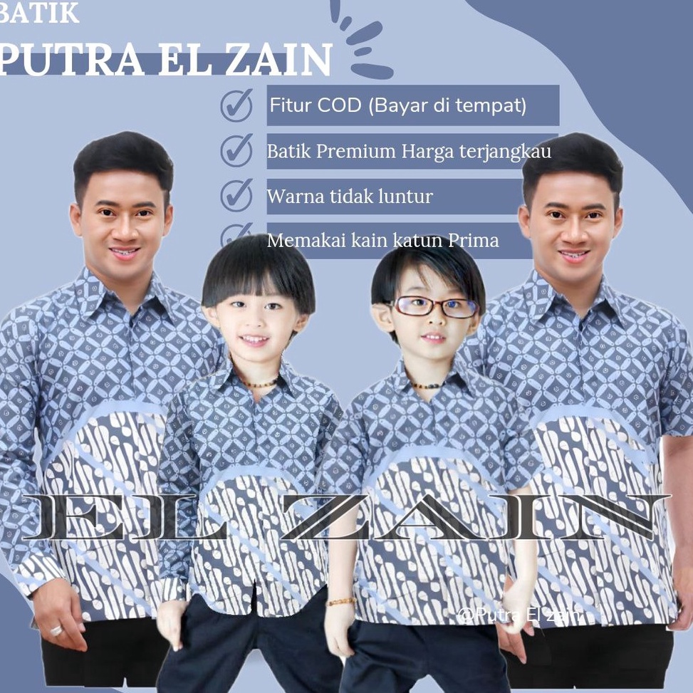 Jual 3♬AHT5-F TERBARU Couple sweet | Batik Kawung Biru | couple batik ...