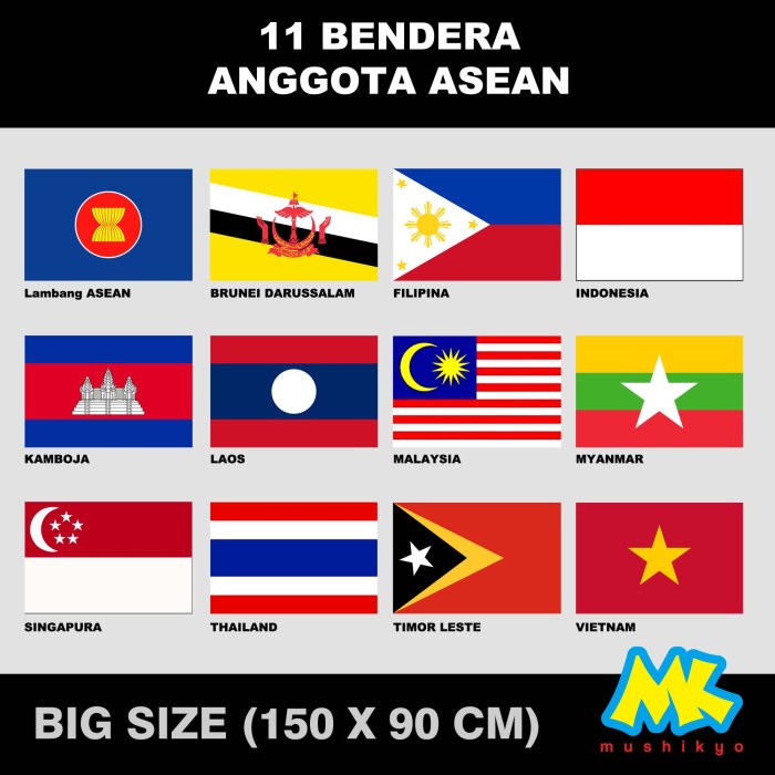 Jual Best Seller Bendera Negara Asean Filipina Malaysia Singapura