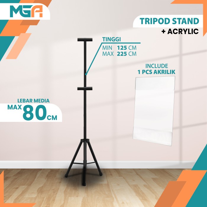 Best Seller Tripod Banner Stand Display Tiang Iklan Barcode Display  Akrilik