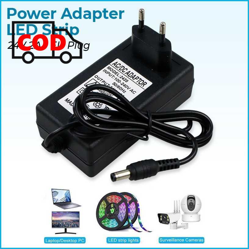 Jual Power Adapter LED Strip 24V 2A EU Plug Aman Anti Konslet Korslet