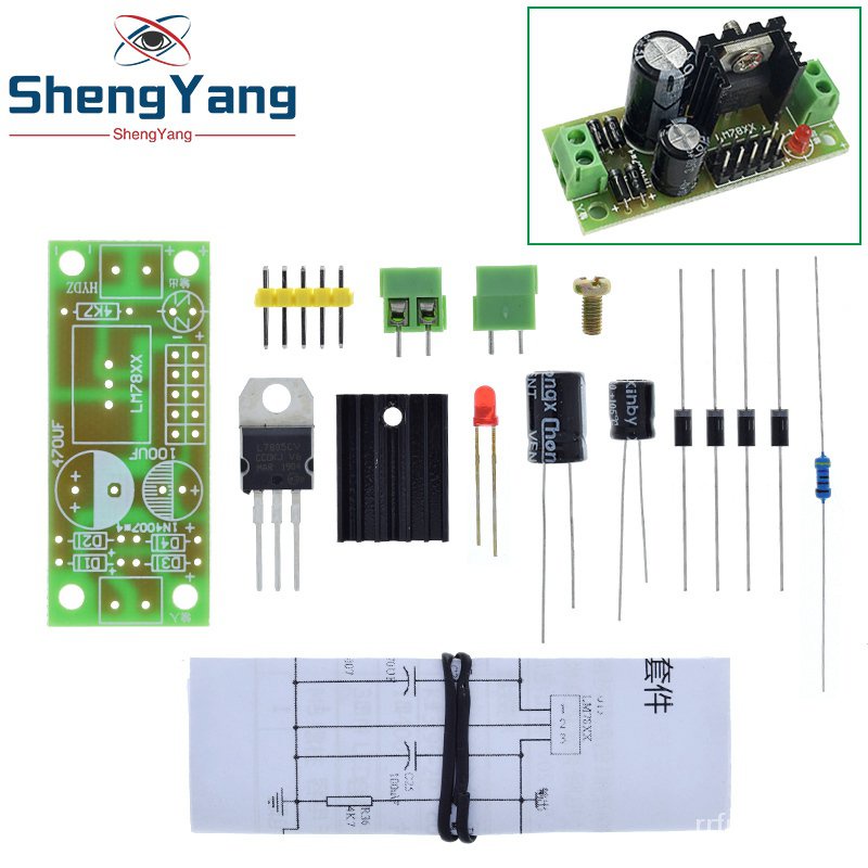 Fasizi 4er-Set L7805 LM7805 Spannungsregler-Modul – 5V Gleichspannung, Eingang 7,5–20 V DC/AC, 1,2 A Max, Mit Überstrom- & Hitzeschutz