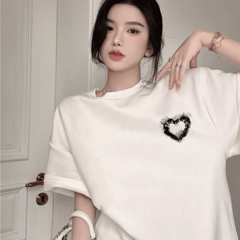 Jual Print T-shirt Kaos Lengan Pendek Retro Love Ink Baju Wanita ...