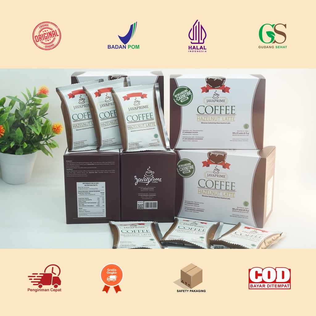 Jual Manado Java Prime Coffee Hazelnut Latte 12 Sachets Kopi