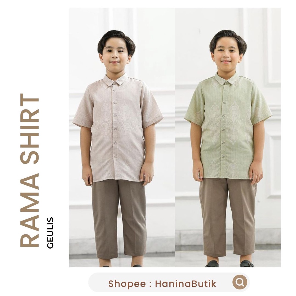 Jual (𝗦𝗜𝗔𝗣 𝗞𝗜𝗥𝗜𝗠) RAMA SHIRT IVORY SAND SIZE 5-6 TAHUN by GEULIS ...