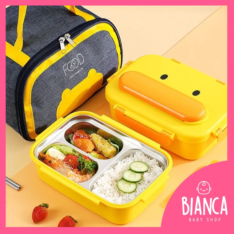 Jual BIANCA READY Lunch Box Anak Sekolah Stainless 316 DUCK SERIES / Kotak Makan Bekal Anak