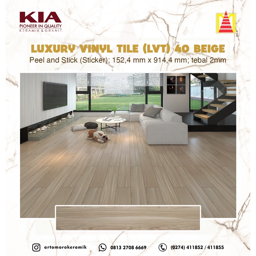 Jual Luxury Vinyl Tile KIA / Lantai Kayu Vinyl Sticker / Peel & Stick