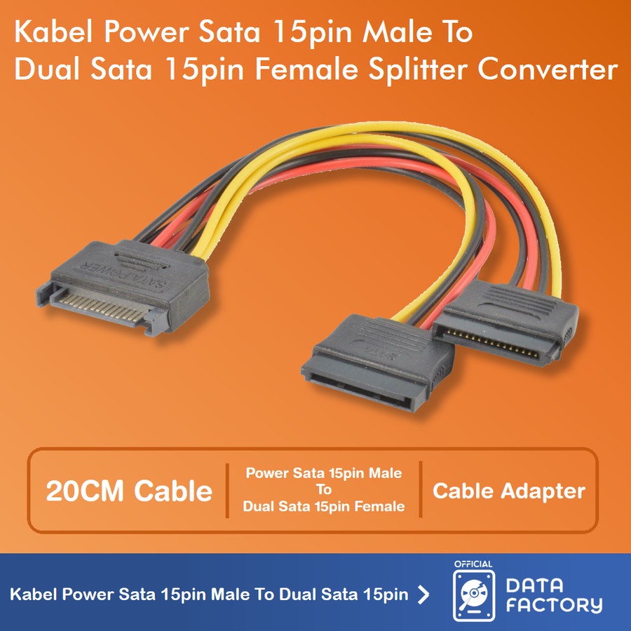 Jual Kabel Power Sata 15pin Male To Dual Sata 15pin Female Splitter Cable Shopee Indonesia 6383