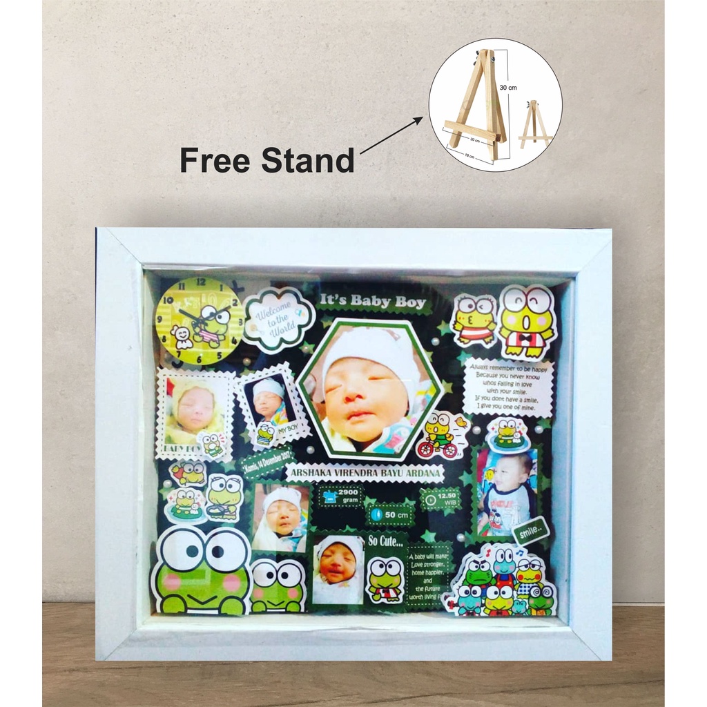 Jual Kado Unik Pigura Biodata Bayi 3D Frame Pop Up ( KEROPPI ) | Shopee ...