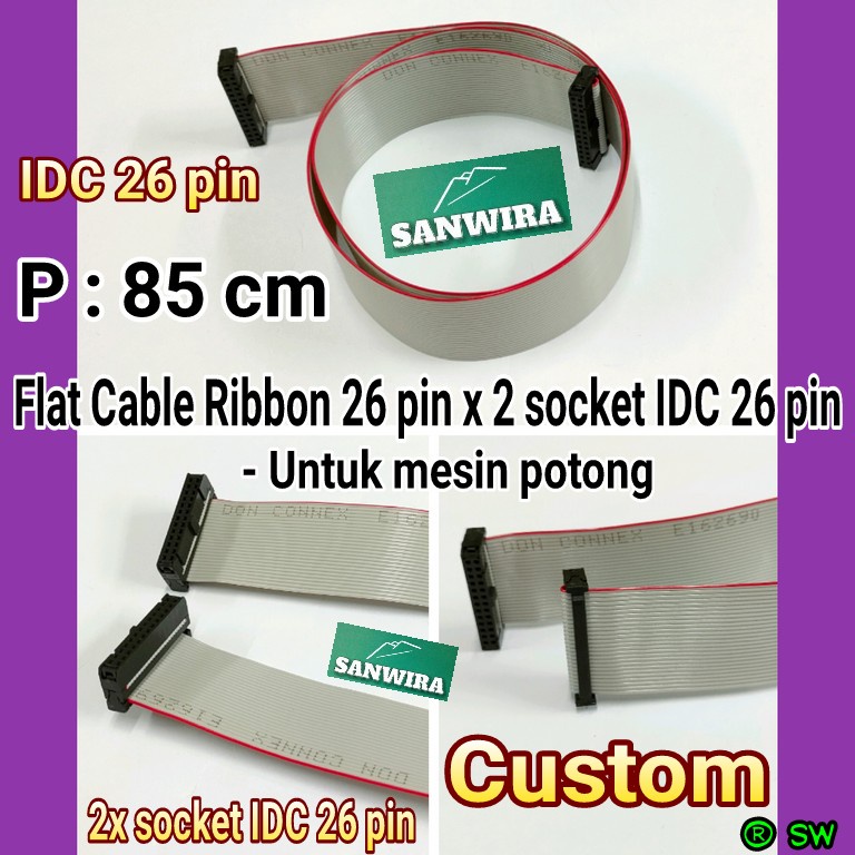 Jual Flat Cable Ribbon 26P x 2 socket IDC 26 pin panjang 30|85 cm ...