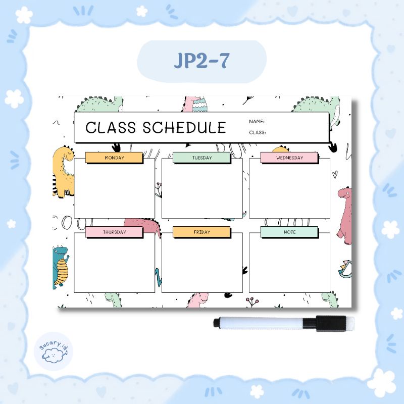 Jual [PART 2] Poster Jadwal Pelajaran Wipe & Clean | Mini Jadwal ...