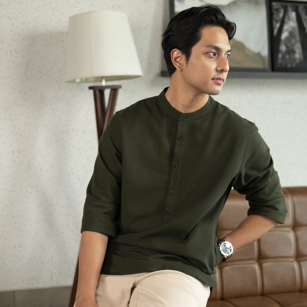 Jual CUTOFF Zafar Kemeja Koko Rami Basic Polos Pria | Shopee Indonesia