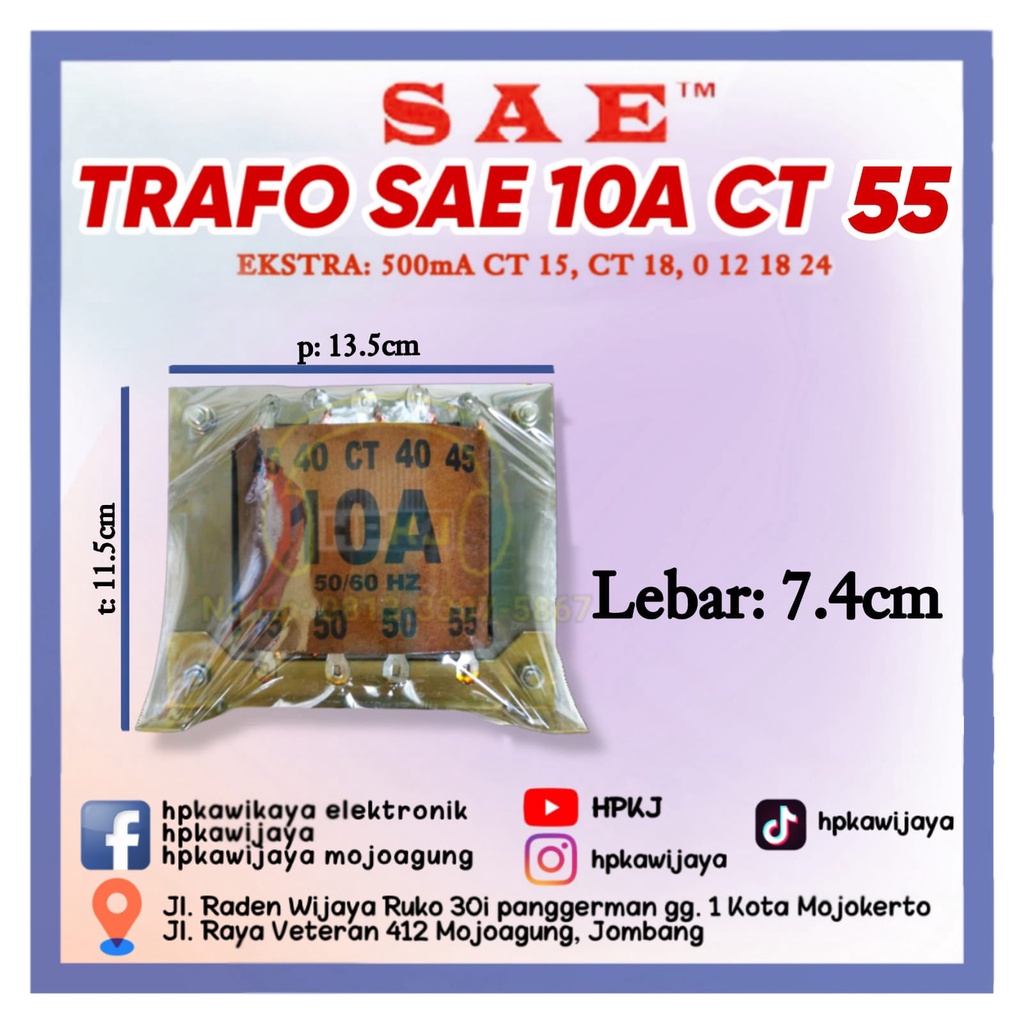 Jual TRAFO TRANSFORMER SAE 10A CT 55 MURNI 10 amper ct 55v | Shopee