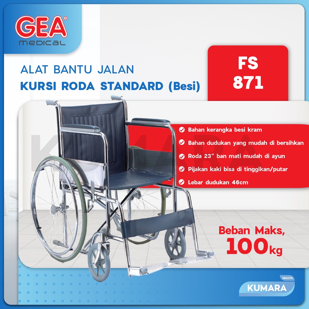 Jual Gea Kursi Roda Standar Rumah Sakit Fs Wheelchair Economy Shopee Indonesia