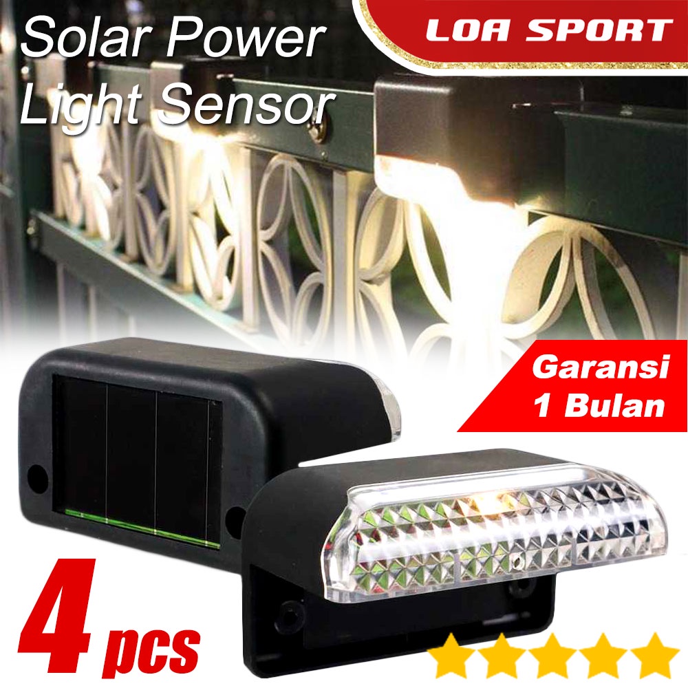 Jual Lampu Pagar Tempel Tenaga Surya Sensor Cahaya Warm White 4PCS ...