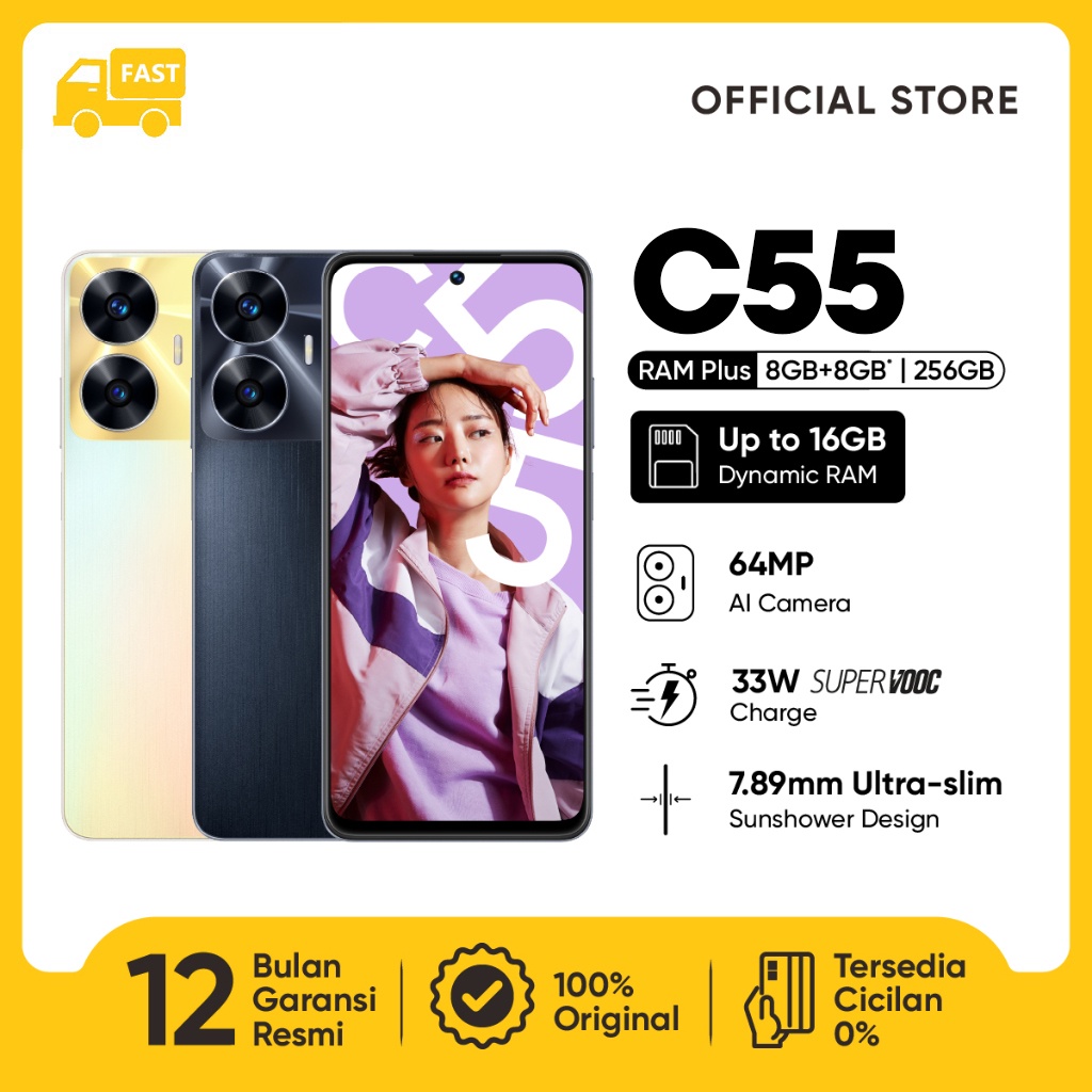 Jual Realmi C55 8+256GB 6+128GB Terbaru 2023 64MP AI Kamera 50MP Main ...
