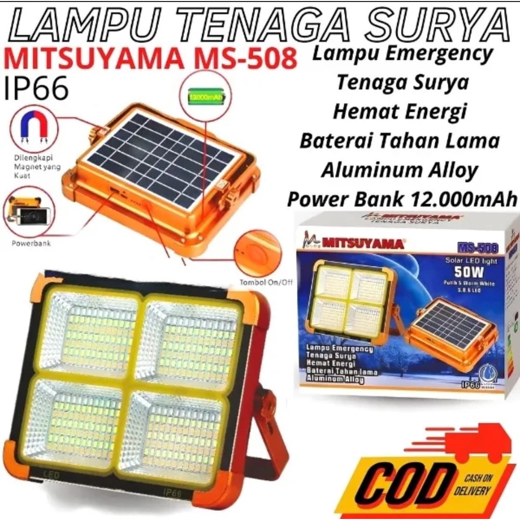 Jual Lampu Emergency Dengan Tenaga Surya Mitsuyama 4 Mode Cahaya