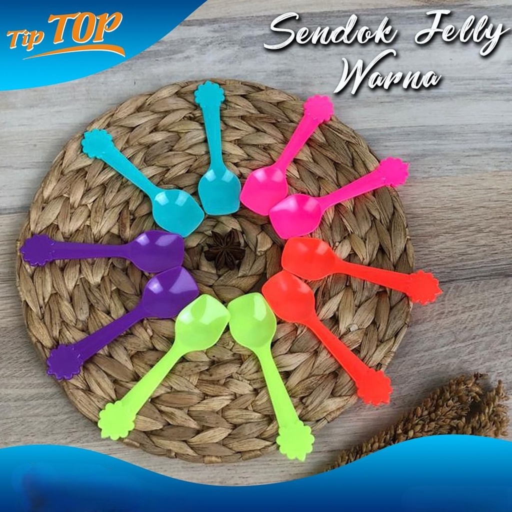 Jual (100pcs) Sendok Jelly Tiptop Warna & Transparan | Sendok Agar-Agar