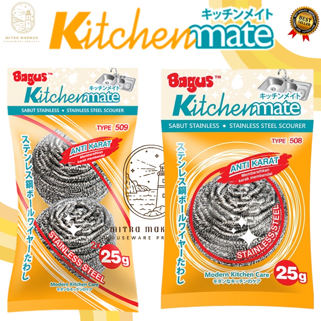 Jual BAGUS KITCHENMATE STAINLESS SCROURER 25gr 1'S1'S SPONGE STAINLESS