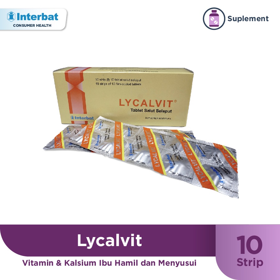 Jual Lycalvit 10 Strip@10 Tablet - Vitamin & Kalsium Ibu Hamil Dan ...