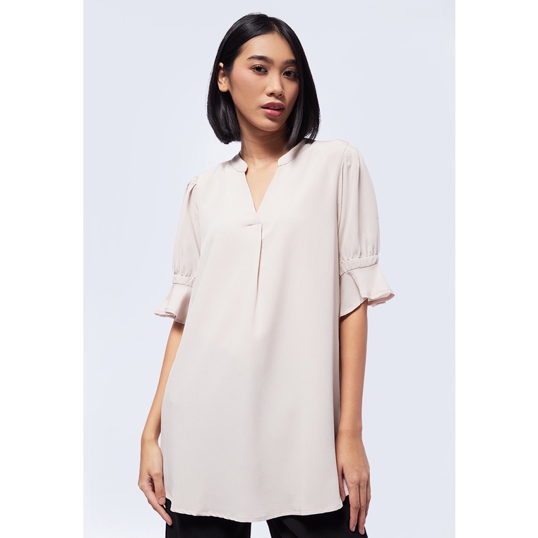 V-NECK BELL SLEEVE TUNIC - DUNE