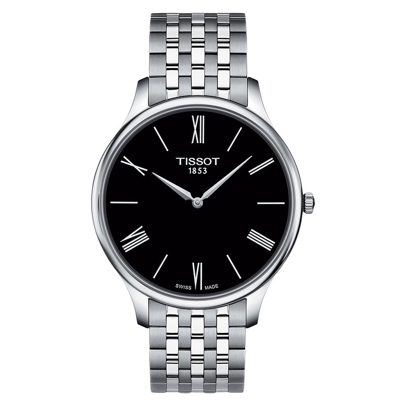 Jam Tangan Pria TISSOT T Classic T063.409.11.058.00 Tradition 5.5 Thin Man Black Dial Stainless Steel Strap