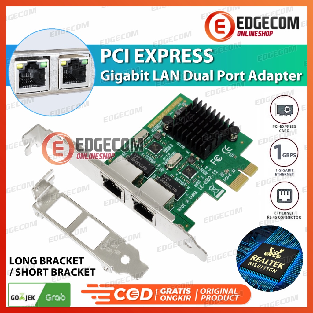 Jual Pci Express / Gigabit Lan Adapter 1000Mbps Ethernet Card Rj45 2 ...