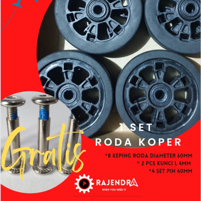 Jual Terlaris Roda Koper Double Wheel Set 60Mm + Kunci L 4Mm | Shopee ...