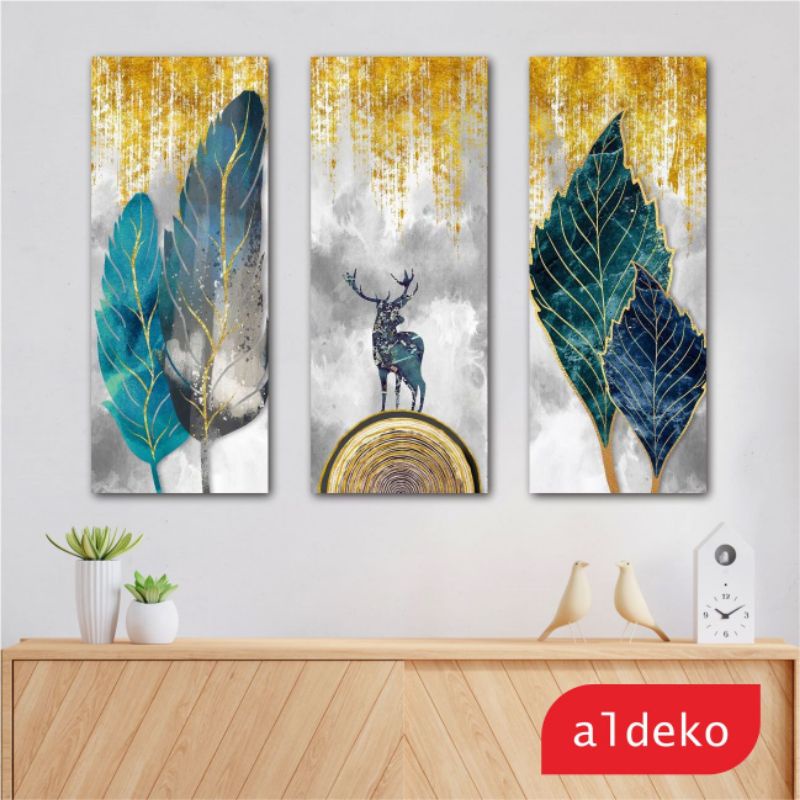 Jual Hiasan Dinding Bunga Bulu Art Feather Art Gold Dekorasi Dinding Abstrak Bunga Wall Decor