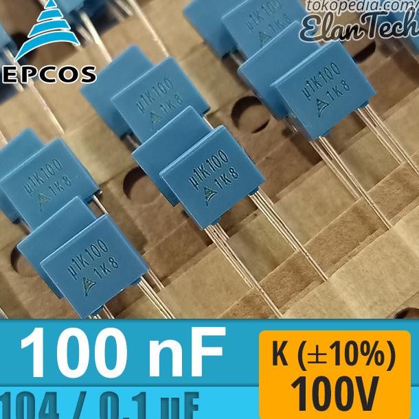 Jual Epcos 100nF / 104 / 0.1uF J 100V 100 nF Capacitor Kapasitor ...
