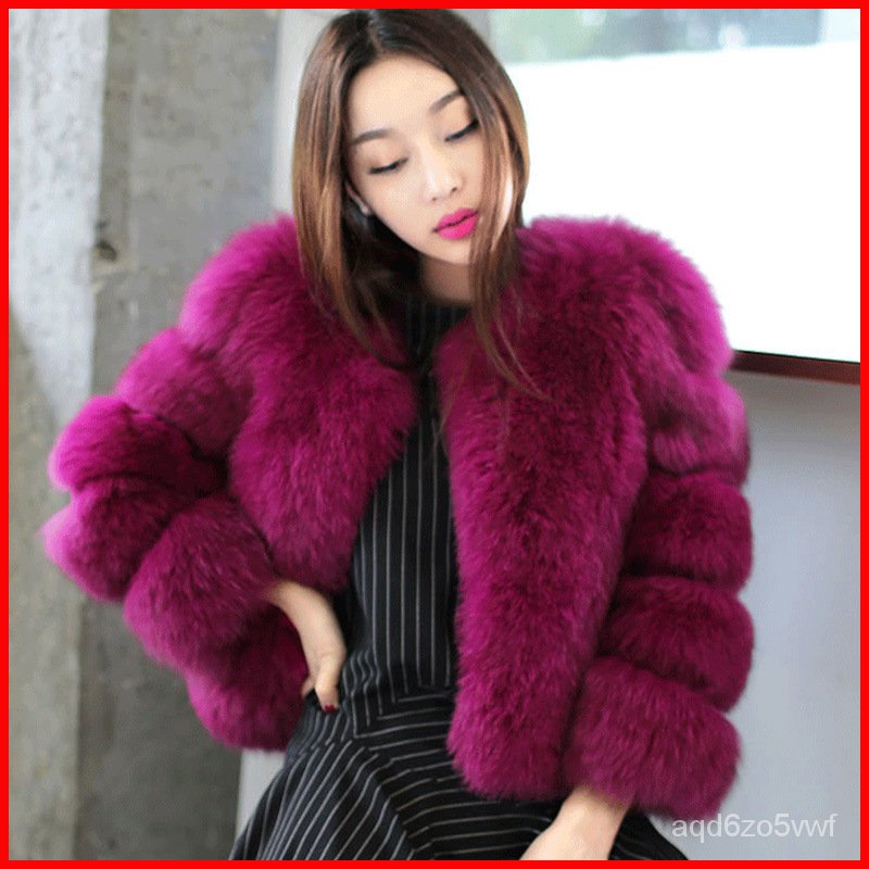 Women's Leather Coat Thickened Warm Fur Coat Winter Slimming Faux Sheepskin Coats with Fox Fur Collar Female Overcoat Outerwear