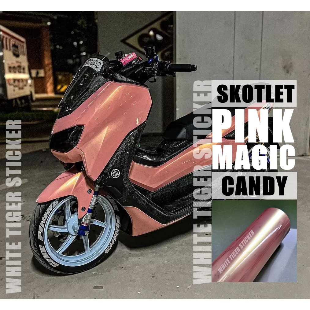 Jual Skotlet Stiker Motor Pink Lembayung Gold Scotlite Pink Magic Candy