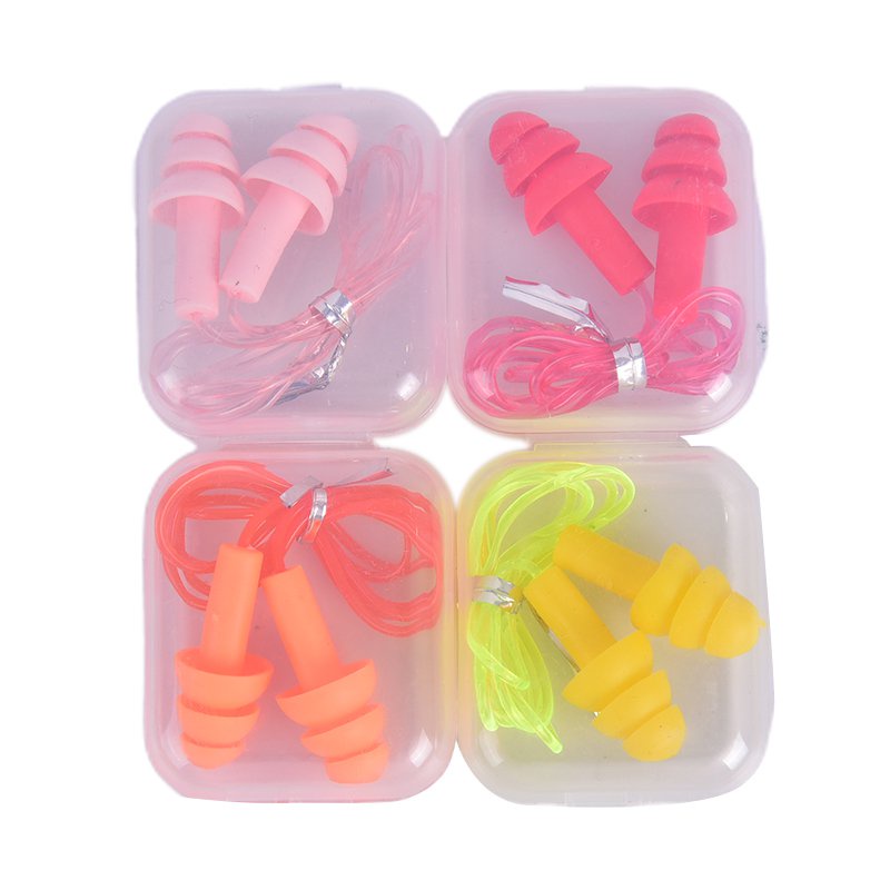 Jual &1 BOX Earplugs Noise Reduction Silicone Soft Ear Plugs PVC Rope ...