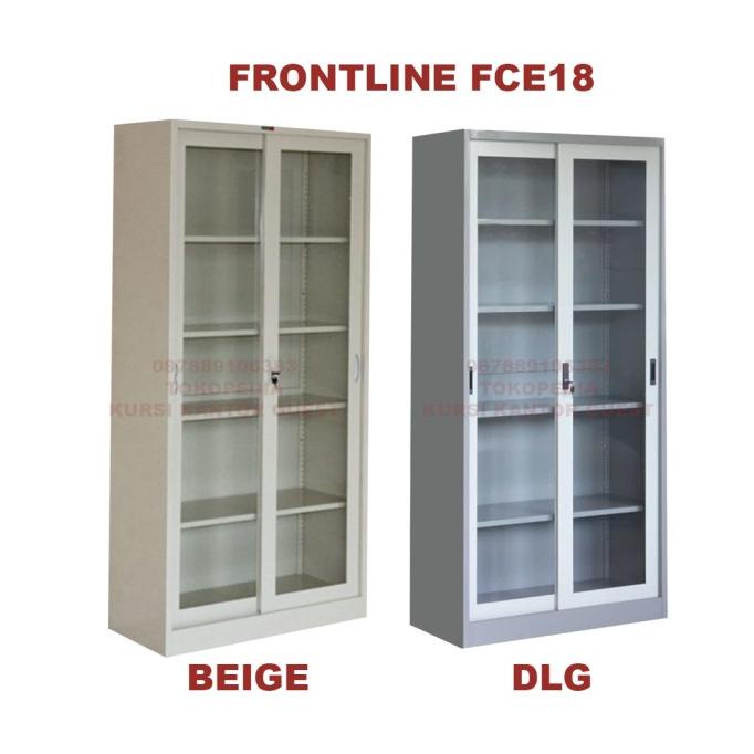 Jual Lemari Arsip Besi Pintu Geser Sliding Kaca Kantor FRONTLINE FCE 18 ...