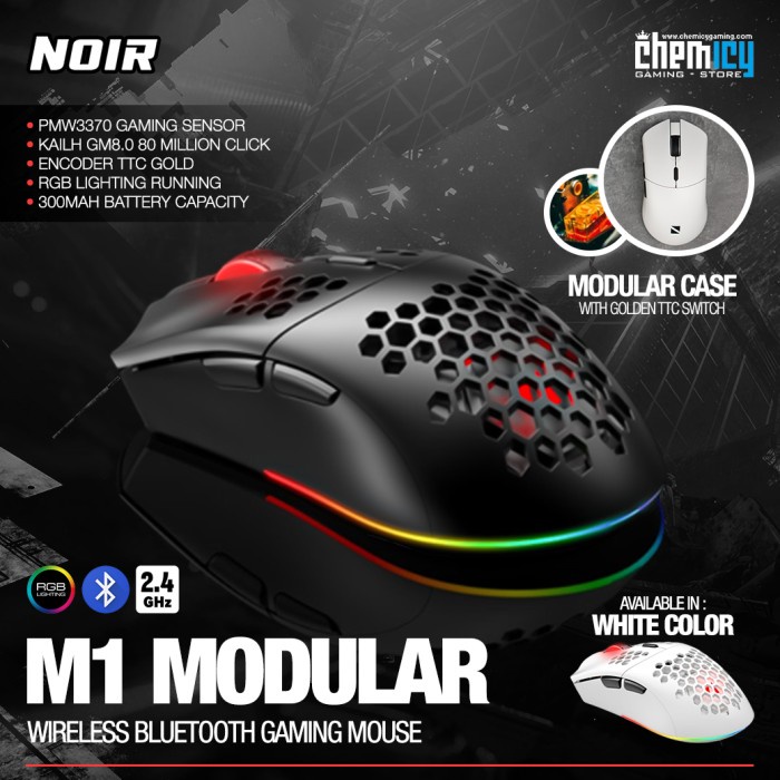 Jual Noir M1 Modular RGB Wireless Bluetooth Ultra-Lightweight Gaming ...