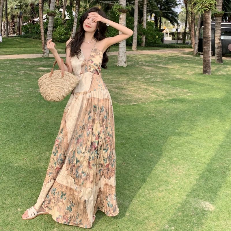 shopee bohemian dress Dress Pantai Shopee Floral Maxi Dress Jual Dress Pantai Backless Import  Premium Casual Summer Dress
