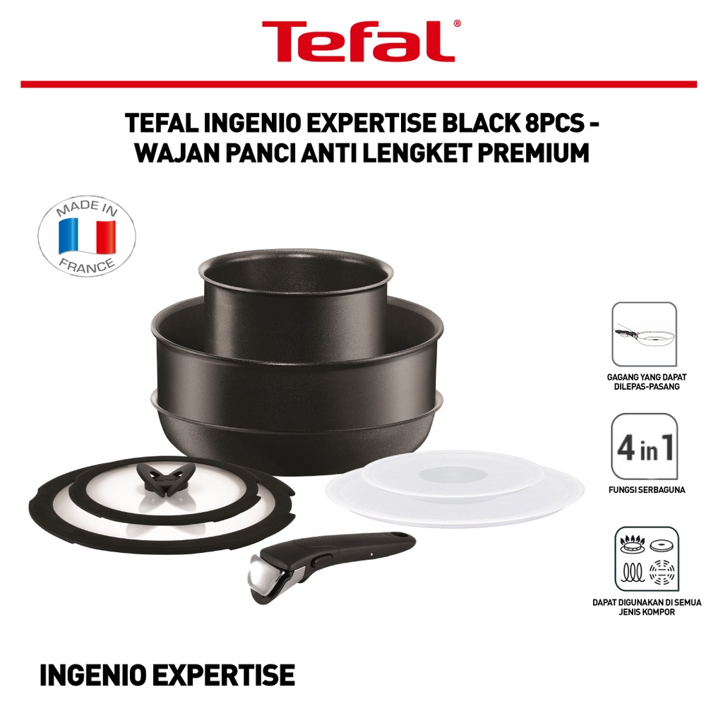 Tefal Ingenio Ultimate Pot Set, 10 pcs., Black - Worldshop