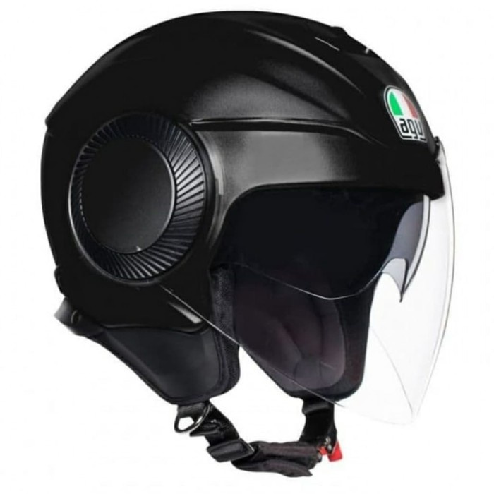 Jual AGV ORBYT MATT BLACK HELM HALF FACE DOUBLE VISOR ORIGINAL Shopee