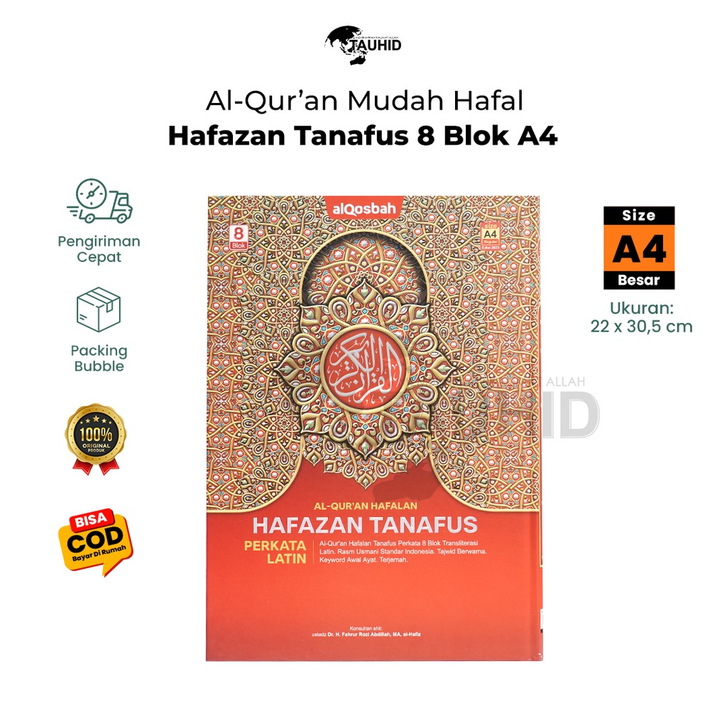 Jual Al Quran Hafazan 8 Blok Perkata Latin Tanafus A4 Edisi 2023