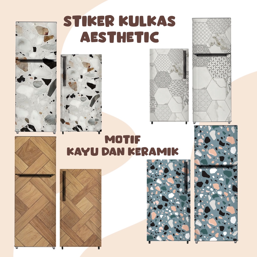 Jual STICKER KULKAS 1 PINTU - STIKER KULKAS 2 PINTU MOTIF KAYU DAN ...