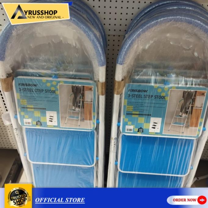 Jual >>>>>] Krisbow Tangga Lipat Besi 3 Step Biru/Folding Ladder/Step ...